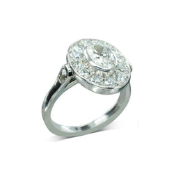 Oval Diamond Platinum Cluster Ring Ring Pruden and Smith   
