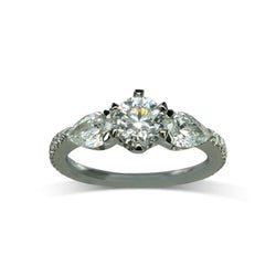 Claw Round and Pear Shaped Diamond Trilogy Ring Ring Pruden and Smith Engagement Ring Only  