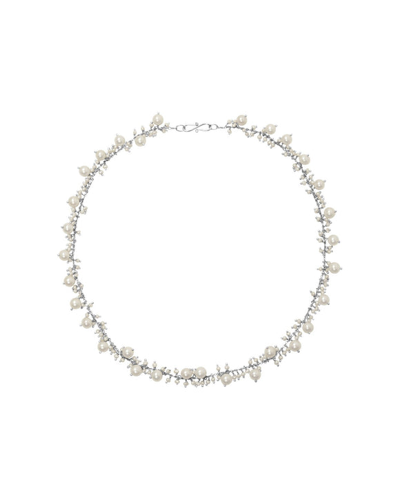 Beaded Pearl and Silver Necklace Necklace Pruden and Smith