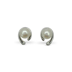 Spiky White Gold Pearl and Diamond Stud Earrings Earring Pruden and Smith   
