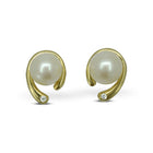 Spiky Yellow Gold Pearl Diamond Stud Earrings Earring Pruden and Smith   