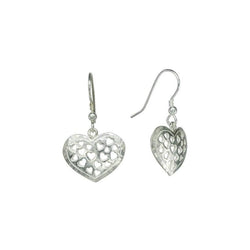 Pierced Heart Drop Earrings Earring Pruden and Smith Silver  
