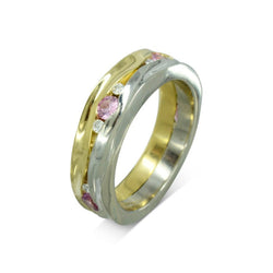 Trap Pink Sapphire Side Hammered Eternity Ring Ring Pruden and Smith   