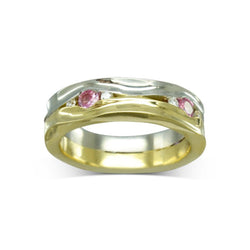 Trap Pink Sapphire Side Hammered Eternity Ring Ring Pruden and Smith   