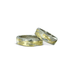 Side Hammered Platinum and Gold Mixed Metal Ring Ring Pruden and Smith   