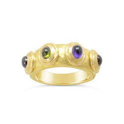 Roman Amethyst Pink and Green Tourmaline Yellow Gold Ring Ring Pruden and Smith 9ct Yellow Gold Cabochon (rounded) 