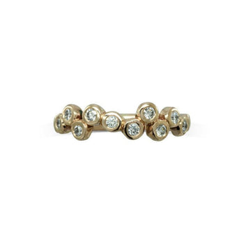 Water Bubbles Offset 9ct Rose Gold Diamond Half Eternity Ring Ring Pruden and Smith   