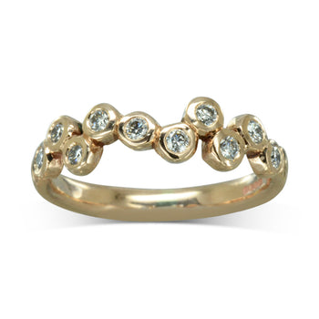 Water Bubbles Offset Rose Gold Diamond Half Eternity Ring Ring Pruden and Smith   