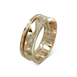 Side Hammered Gold Wedding Ring (7mm) Ring Pruden and Smith 9ct Yellow Gold Heavy Weight 2mm Thick 