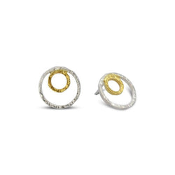 Hammered Two Tone Rough Stud Earrings Earring Pruden and Smith   