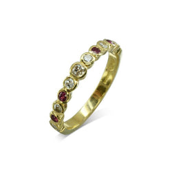 Bespoke Ruby Old Cut Diamond Eternity Ring Ring Pruden and Smith   