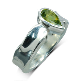 Side Hammered Pear Shaped Gemstone Ring Ring Pruden and Smith   
