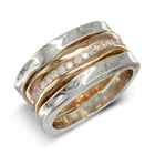 Side Hammered Mixed Metal Rose Gold and Diamonds Eternity Ring Ring Pruden and Smith 18ct Rose Gold & Platinum 50% Set Band 
