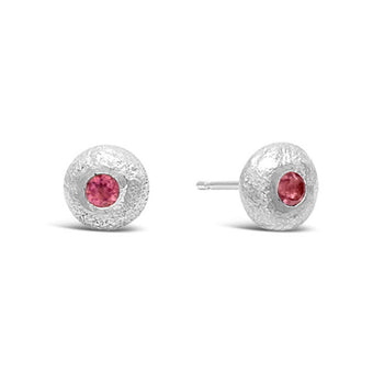Nugget Silver and Gemstone Stud Earrings Earring Pruden and Smith Tourmaline (Baby Pink)  