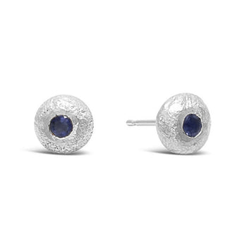 Nugget Silver and Sapphire Stud Earrings Earring Pruden and Smith   