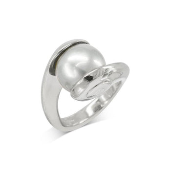 Spiral Suspended White Pearl Ring Ring Pruden and Smith   