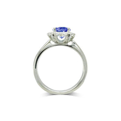 Sapphire and Diamond Scalloped Edge Cluster Ring Ring Pruden and Smith   