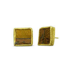 Tiger's Eye Square Stud Earrings Earring Pruden and Smith 12mm  