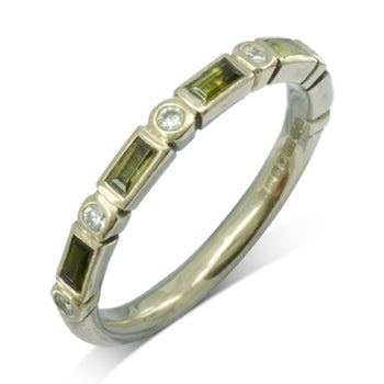 Green Sapphire and Diamond 18ct White Gold Eternity Ring Ring Pruden and Smith Default Title  