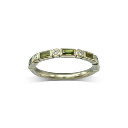 Green Sapphire and Diamond 18ct White Gold Eternity Ring Ring Pruden and Smith   