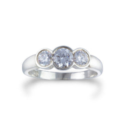 Round Brilliant Cut Diamond Platinum Trilogy Ring Ring Pruden and Smith   
