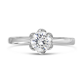 Tulip Claw Set Diamond Platinum Engagement Ring Ring Pruden and Smith   
