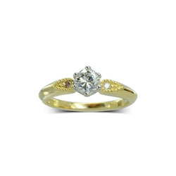 Vintage Dainty Shoulder Diamond Engagement Ring Ring Pruden and Smith 18ct Yellow Gold and Platinum  