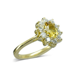 Yellow Sapphire Diamond Vintage Cluster Ring Ring Pruden and Smith   