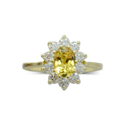 Yellow Sapphire Diamond Vintage Cluster Ring Ring Pruden and Smith Default Title  