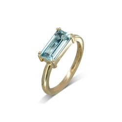 Aquamarine Baguette Ring Ring Pruden and Smith 18ct Yellow Gold  