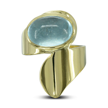 Bespoke Wrap Aquamarine 9ct Gold Dress Ring Ring Pruden and Smith   
