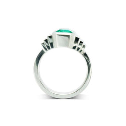 Art Deco Emerald Platinum Dress Ring Ring Pruden and Smith   