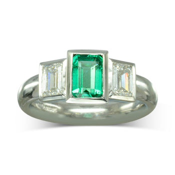 Emerald and Diamond Platinum Trilogy Ring Ring Pruden and Smith   