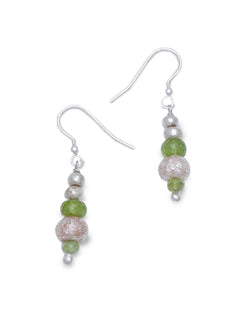Nugget Silver and Gemstone Drop Earrings Earring Pruden and Smith Peridot (Lime Green)  