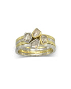 Rough Cut Diamond Mixed Metal Stacking Ring Set Ring Pruden and Smith   