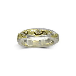 Hammered Mixed Metal Gold Diamond Ring Ring Pruden and Smith   