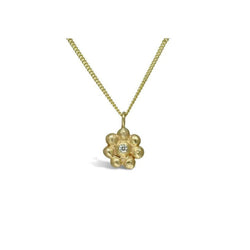 Nugget Flower 9ct Gold and Diamond Pendant Pendant Pruden and Smith   