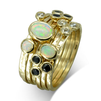 Opal and 9ct Yellow Gold Stacking Ring Set Ring Pruden and Smith   