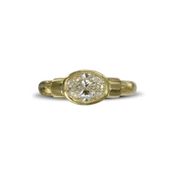 Shoulder 18ct Yellow Gold Oval Diamond Engagement Ring (1ct) Ring Pruden and Smith   