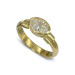 Shoulder 18ct Yellow Gold Oval Diamond Engagement Ring (1ct) Ring Pruden and Smith   