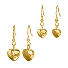Solid 9ct Gold Heart Hammered Earrings Earring Pruden and Smith 12mm 9ct Yellow Gold 