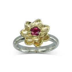 Lotus Ruby Flower Ring Ring Pruden and Smith   