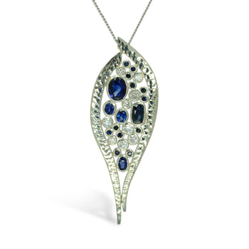 Forged Sapphire and Diamond Platinum Pendant Pendant Pruden and Smith   