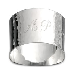 Hammered Silver Napkin Ring Silverware Pruden and Smith Name Script Text (11 letters max.)  