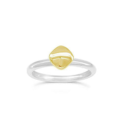 Pebble Silver and Yellow Gold Stacking Rings Ring Pruden and Smith Diamond  
