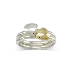 Pebble Silver and Yellow Gold Stacking Rings Ring Pruden and Smith   