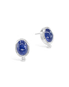 Silver Tanzanite Oval Ear Studs Earring Pruden and Smith   