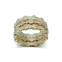 Nugget Three Colour 9ct Gold Diamond Stacking Rings Ring Pruden and Smith   