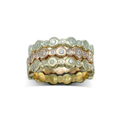 Nugget Three Colour 9ct Gold Diamond Stacking Rings Ring Pruden and Smith 9ct Rose, Yellow & White  