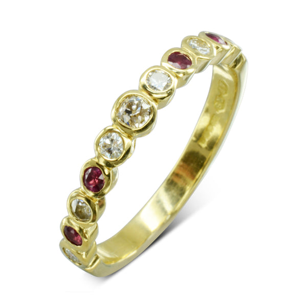 Ruby Eternity Rings: Ruby Old Cut Diamond Eternity Ring